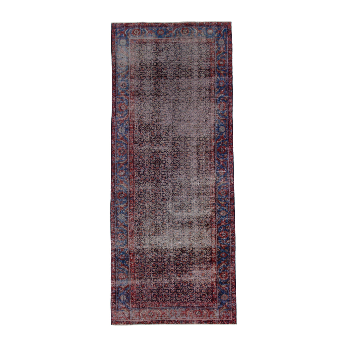 Persian Mahal runner rug in light gray and dark blue, 5'1" x 13'3"