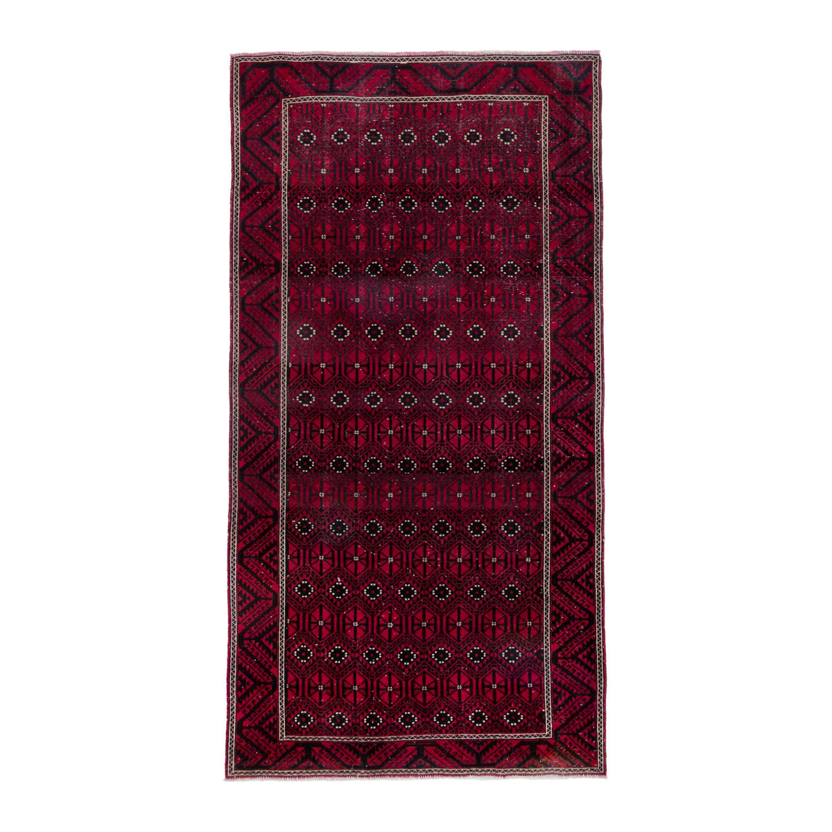 Persian Baluch area rug in burgundy and deep red, 5'3" x 10'1"