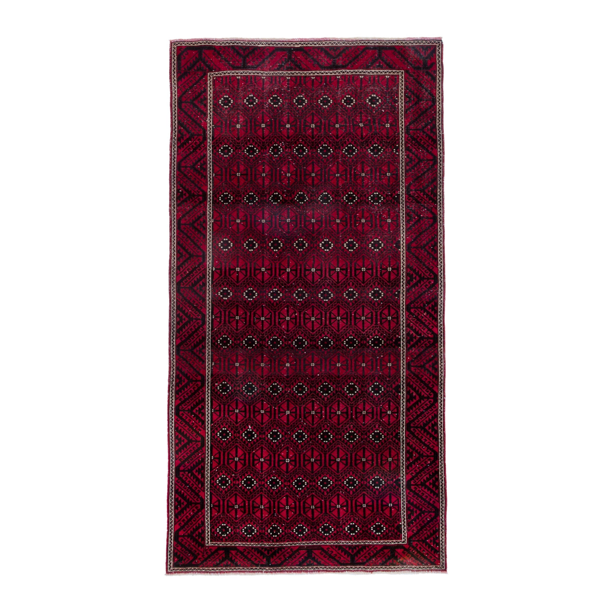 Persian Baluch area rug in burgundy and deep red, 5'3" x 10'1"