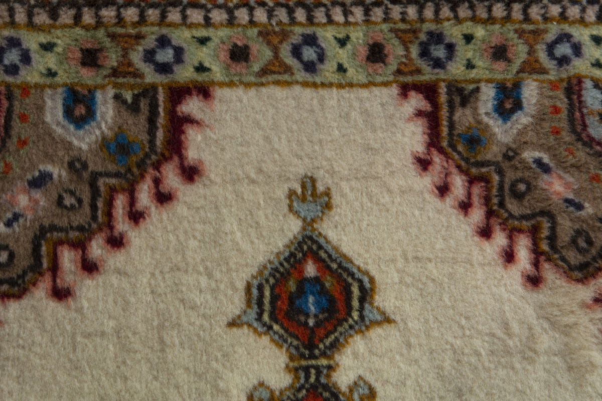 Persian Tabriz accent rug in ivory and rust, view 8 of 9