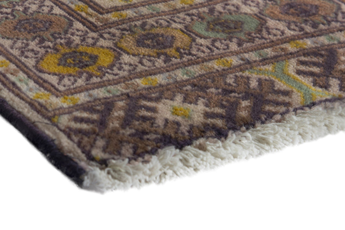 Persian Torkaman accent rug in cream and taupe, view 6 of 10