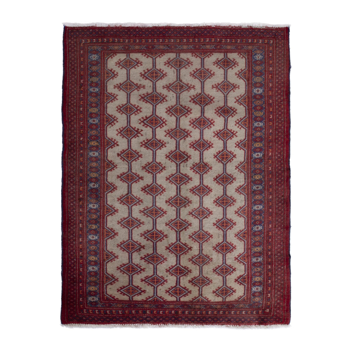 Persian Baluch accent rug in cream and deep red, 2'4" x 3'