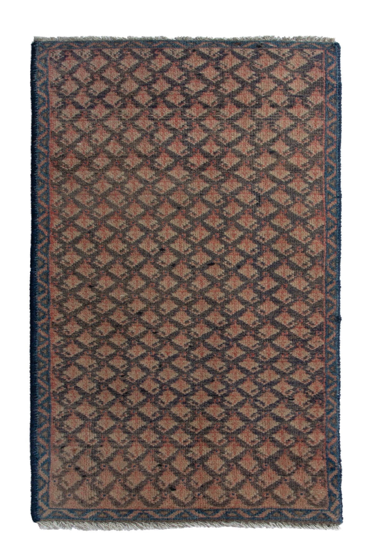 Persian Hamadan runner rug in dusty rose and dark taupe, view 2 of 9