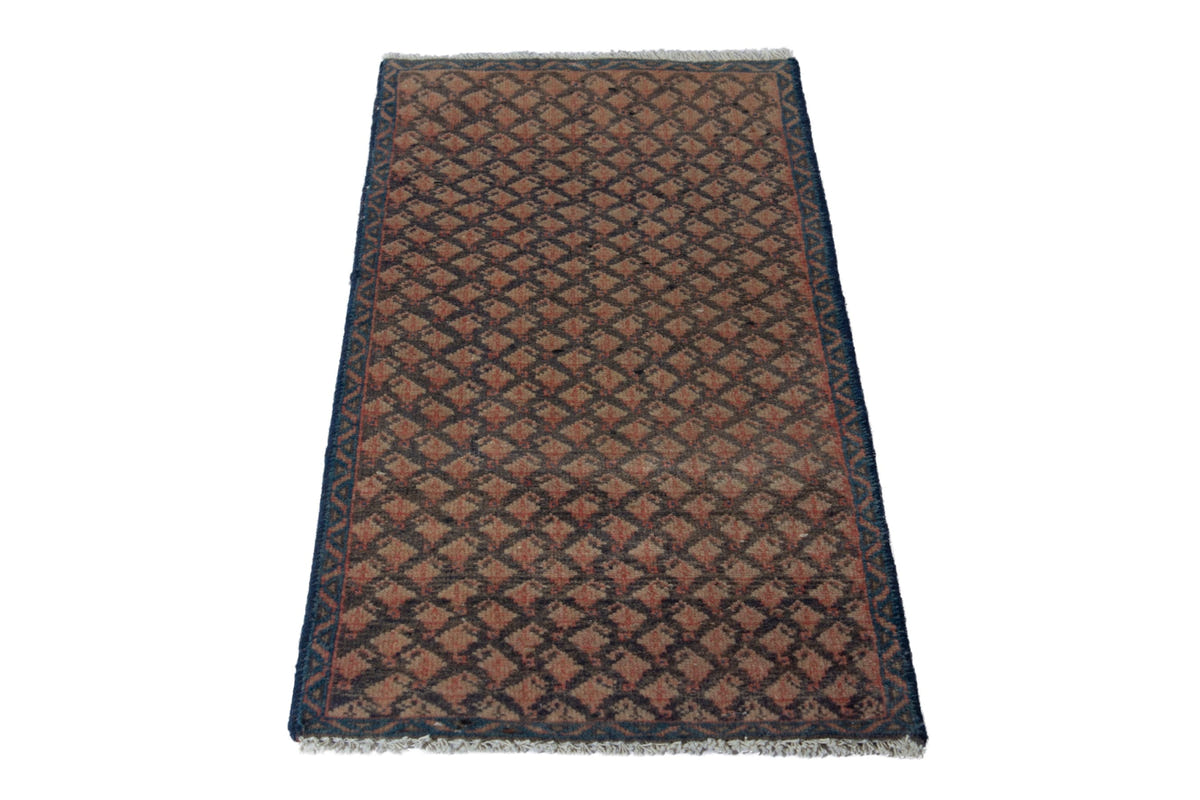 Persian Hamadan runner rug in dusty rose and dark taupe, view 4 of 9