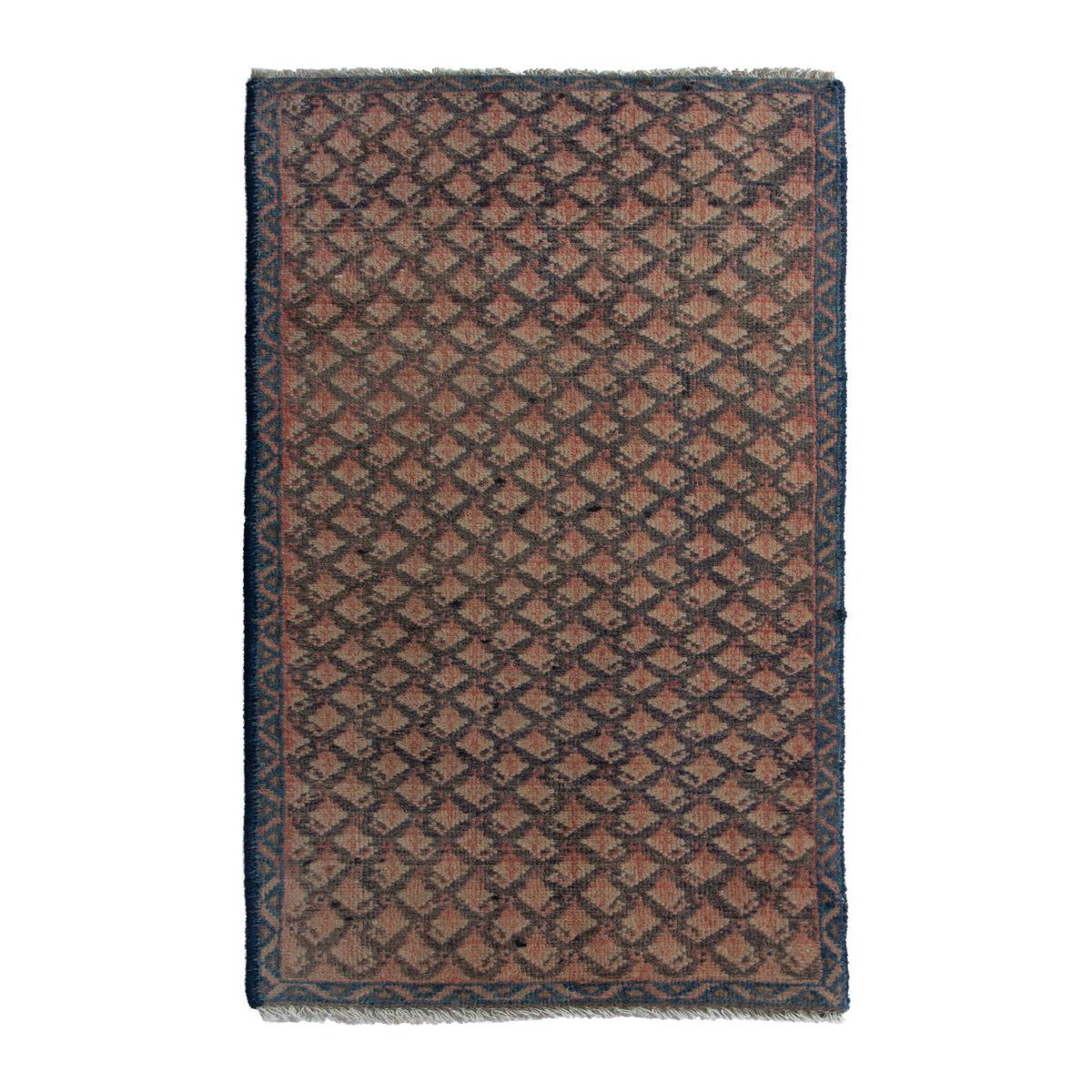 Persian Hamadan runner rug in dusty rose and dark taupe, 1'4" x 3'7"