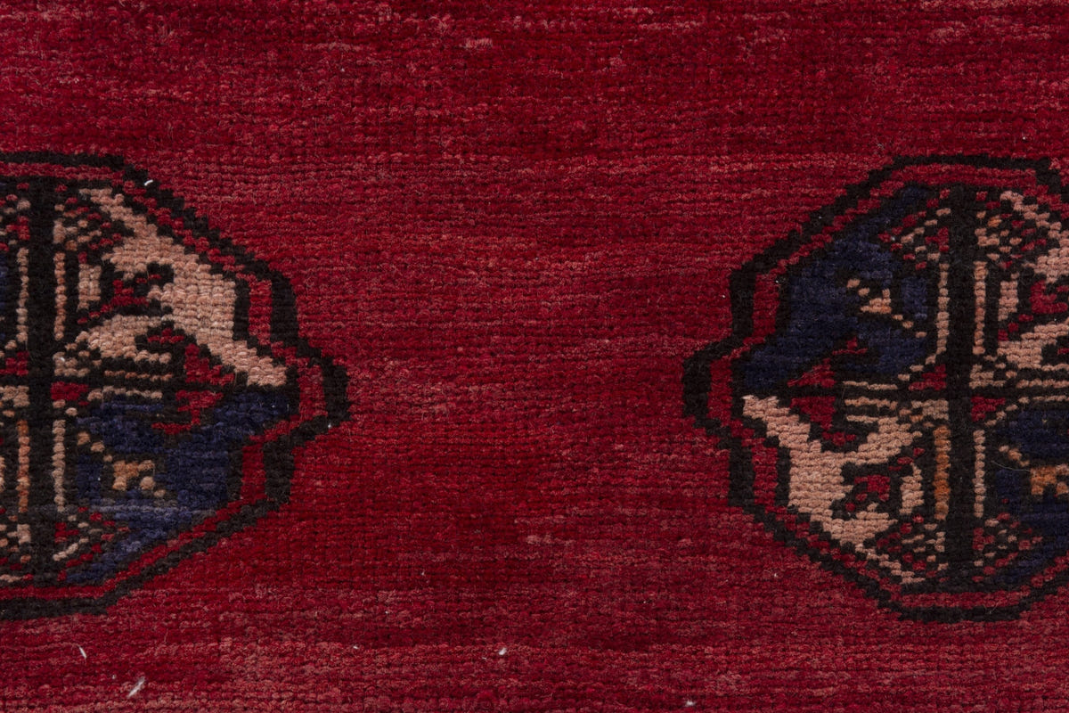 Persian Baluch accent rug in burgundy and navy, view 8 of 9