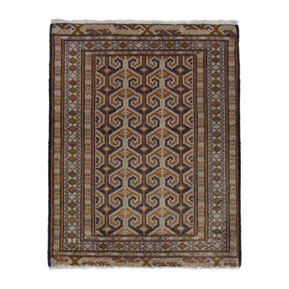 Persian Baluch accent rug in tan and cream, 2'1" x 2'9"