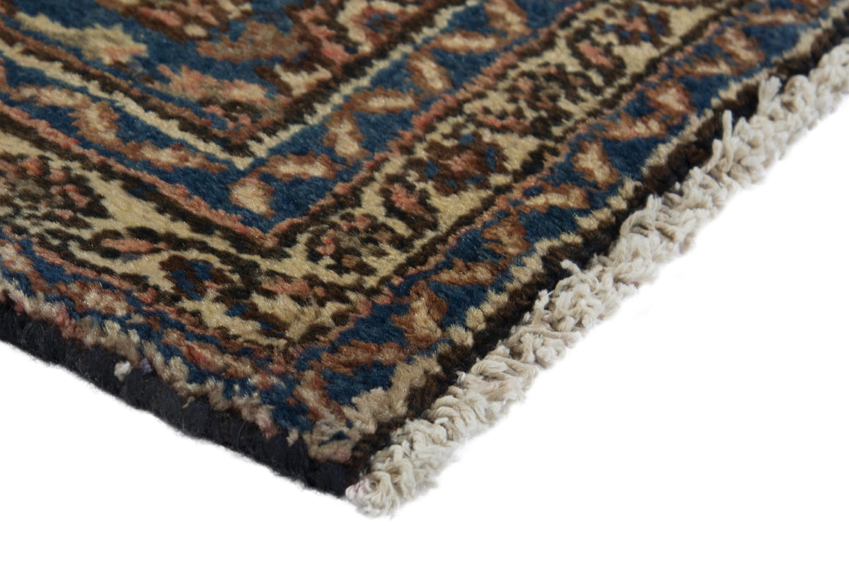 Persian Hamadan accent rug in brick and navy, view 6 of 10