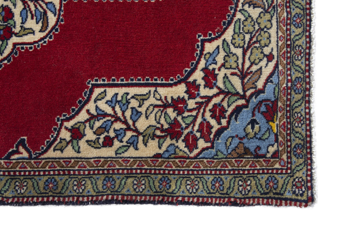 Persian Arak accent rug in deep red and cream, view 5 of 9
