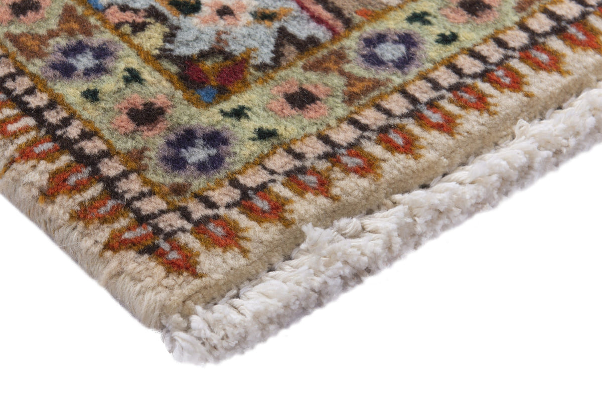 Persian Tabriz accent rug in ivory and rust, view 6 of 9