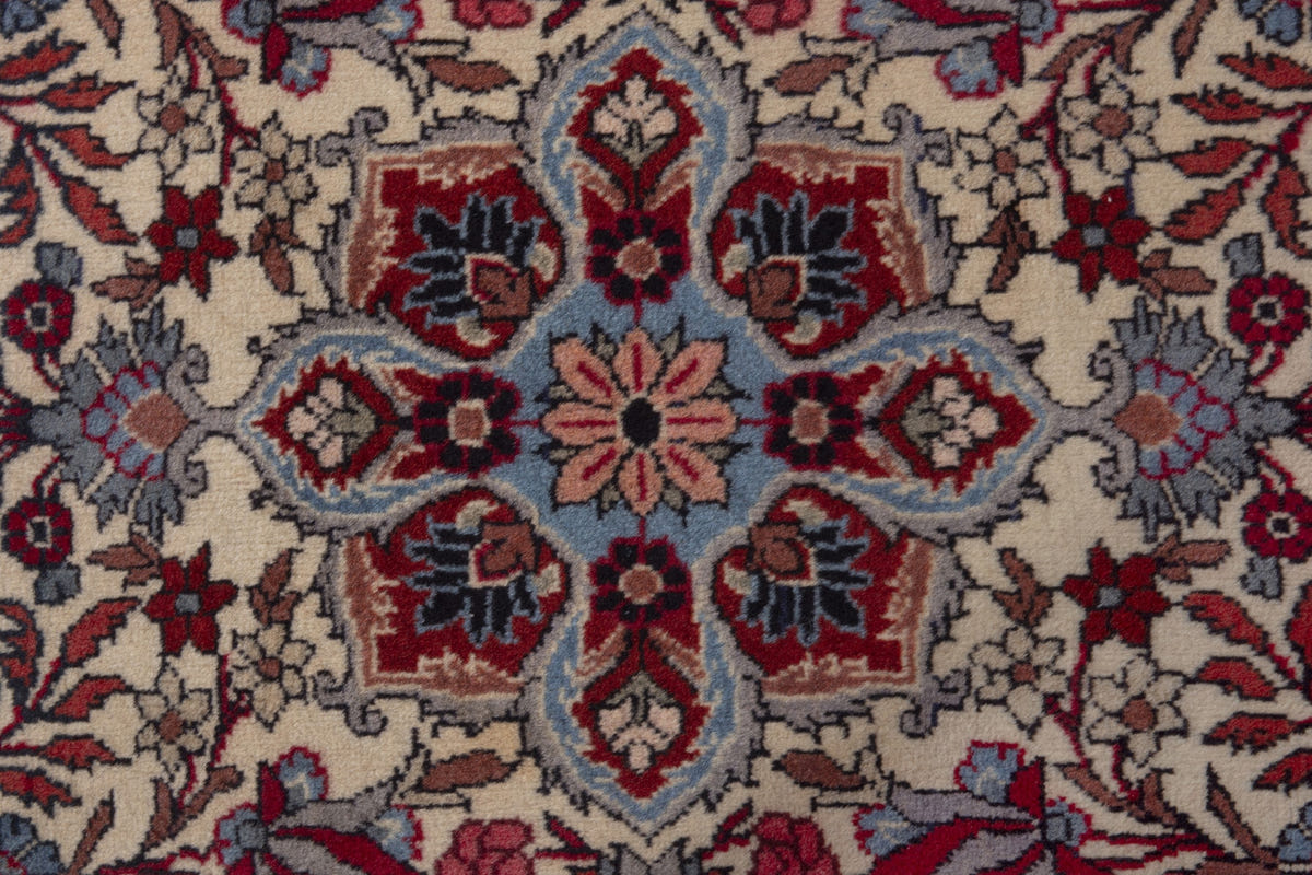 Persian Songhor accent rug in cream and navy, view 7 of 9