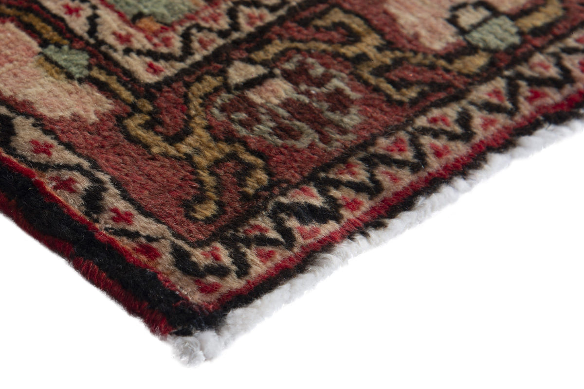 Persian Malayer accent rug in black and deep red, view 6 of 10