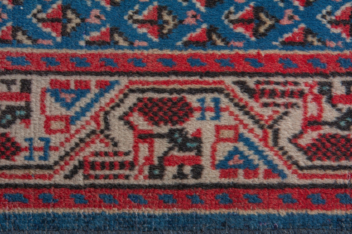 Persian Arak accent rug in denim and cream, view 7 of 9