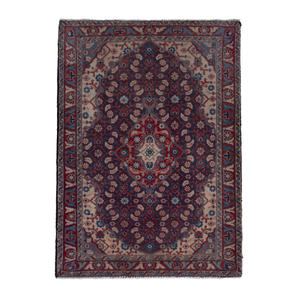 Persian Mahal accent rug in navy and deep red, 2' x 2'9"