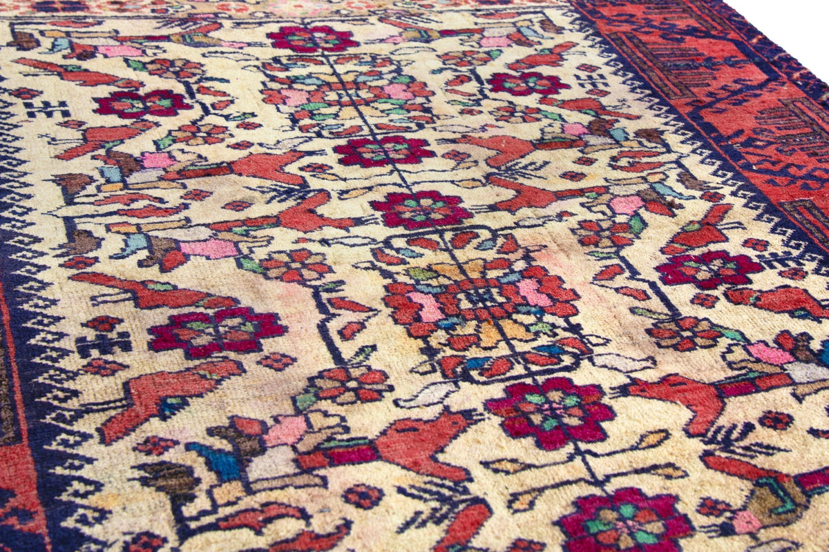 Turkish Anatolian accent rug in cream and faded red, view 3 of 18