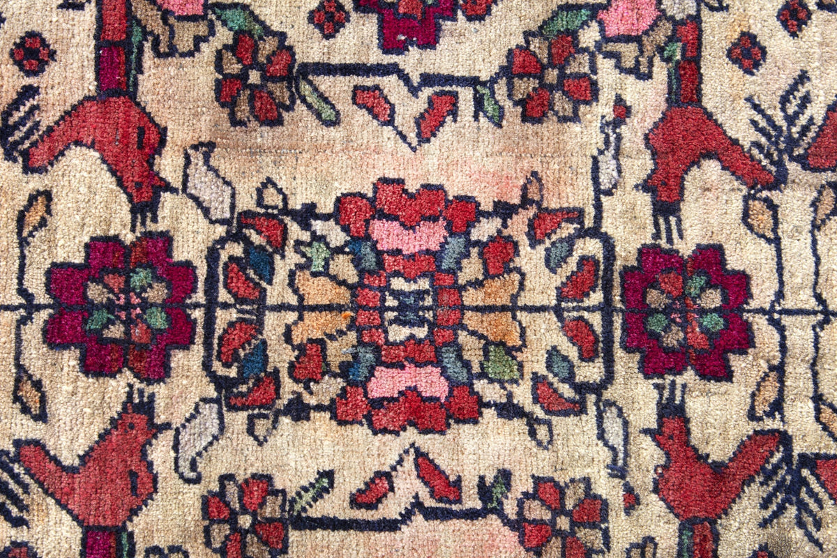 Turkish Anatolian accent rug in cream and faded red, view 5 of 18