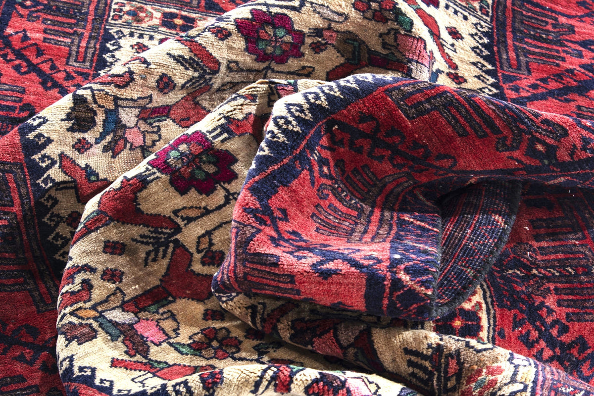 Turkish Anatolian accent rug in cream and faded red, view 8 of 18