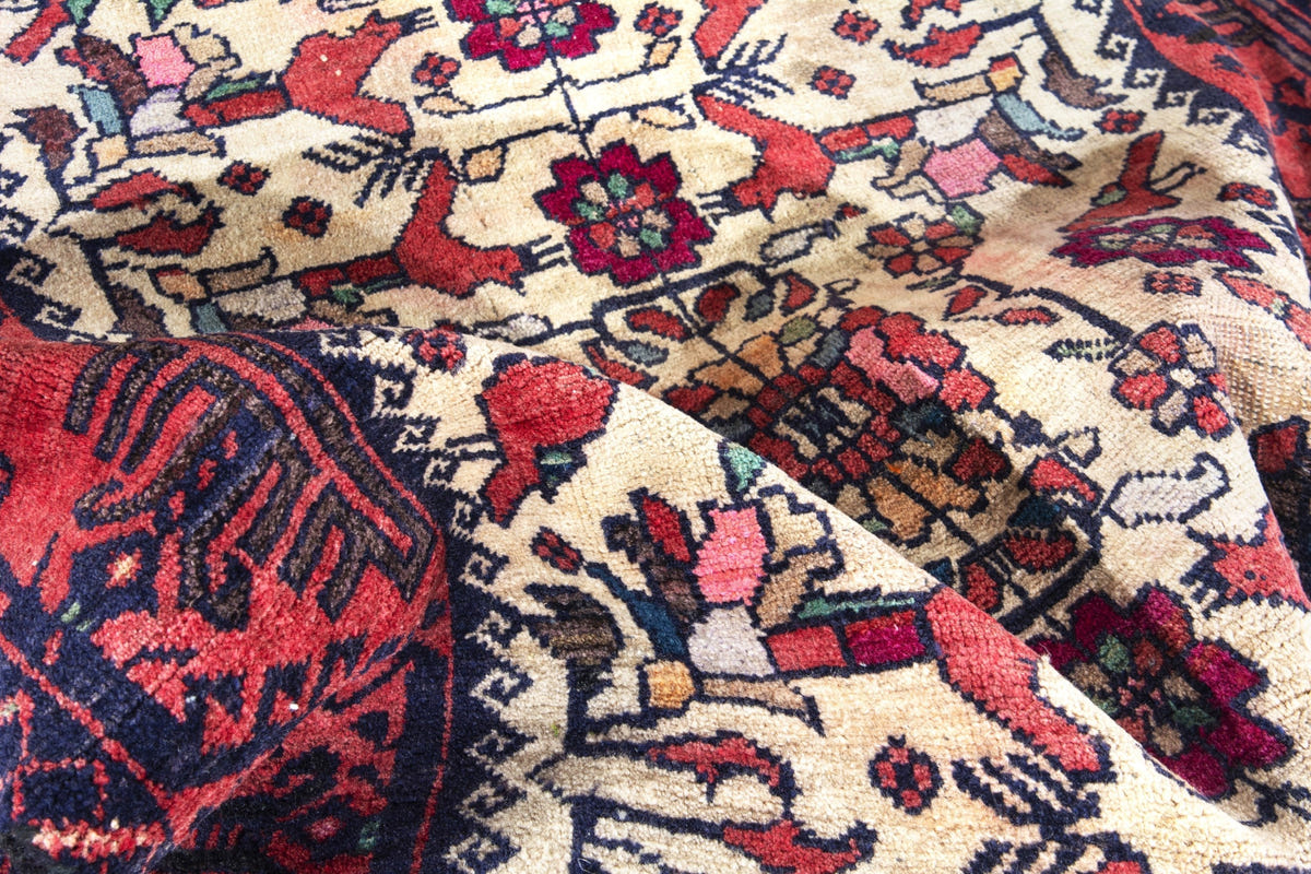 Turkish Anatolian accent rug in cream and faded red, view 9 of 18