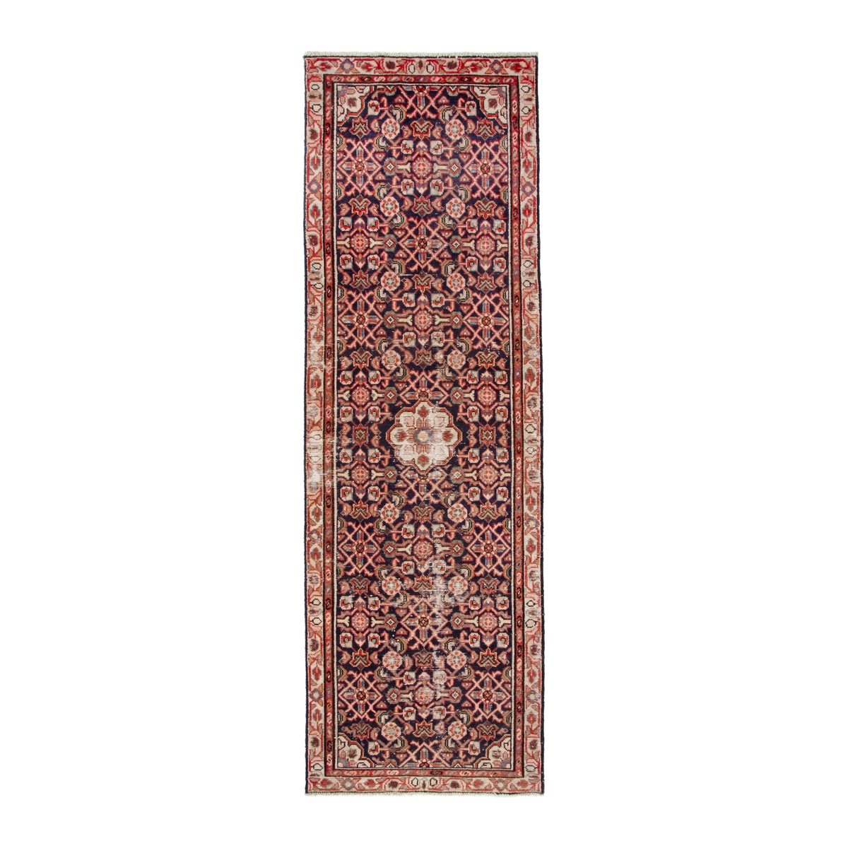 Persian Mahal runner rug in burgundy and rust, 3'2" x 9'10"