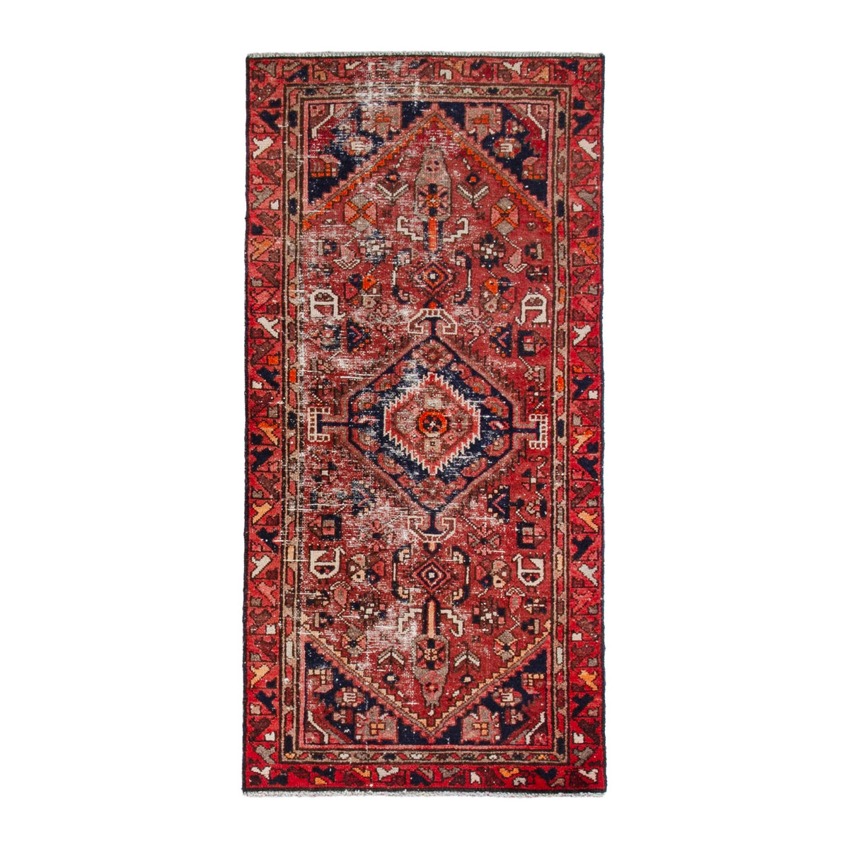 Persian Hamadan runner rug in rust and deep red, 2'8" x 5'10"