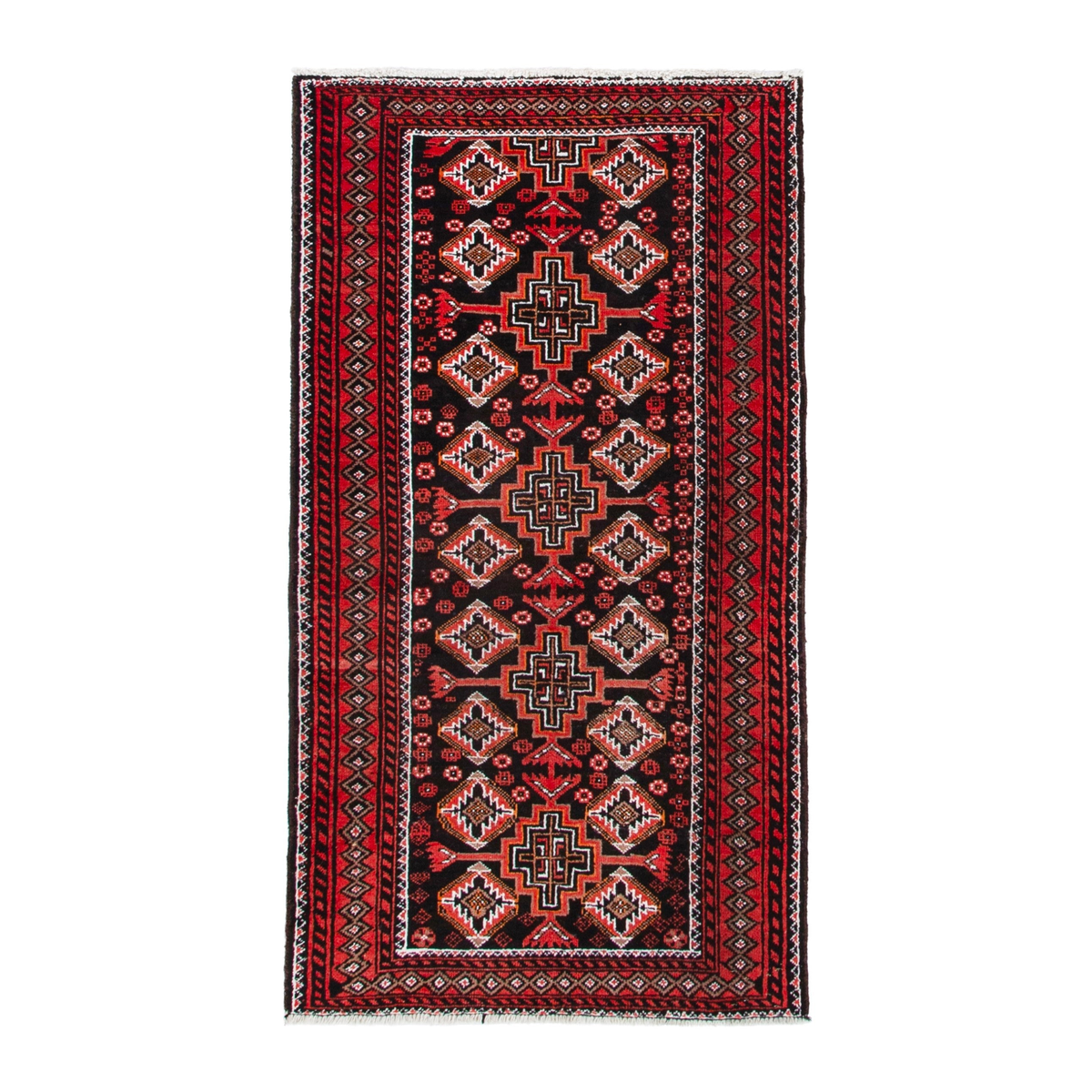 Persian Baluch accent rug in deep red and burgundy, 3'3" x 6'1"