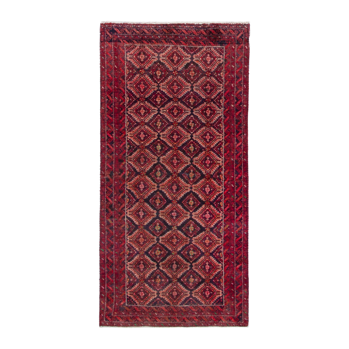 Persian Torkaman runner rug in terracotta and burgundy, 2'7" x 6'4"