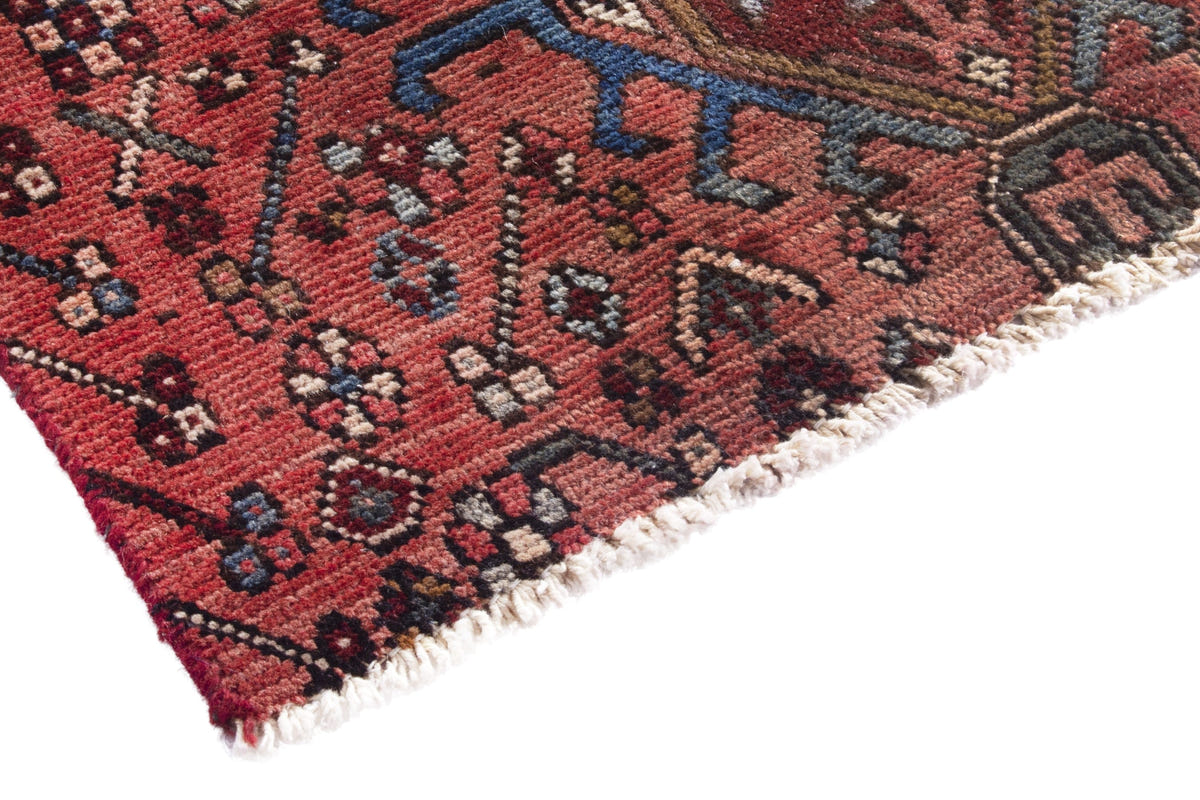Turkish Anatolian runner rug in deep red and cream, view 12 of 16