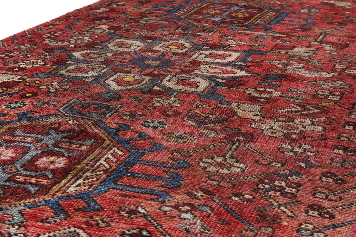 Turkish Anatolian runner rug in deep red and cream, view 15 of 16