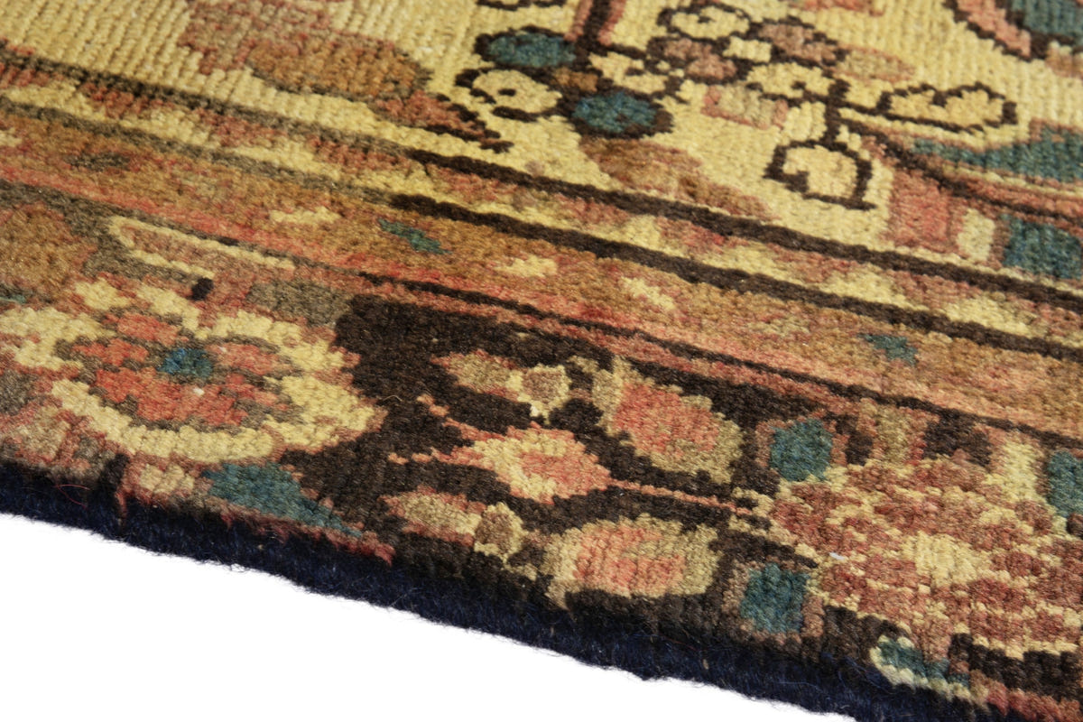 Turkish Anatolian area rug in tan and dark brown, view 18 of 19