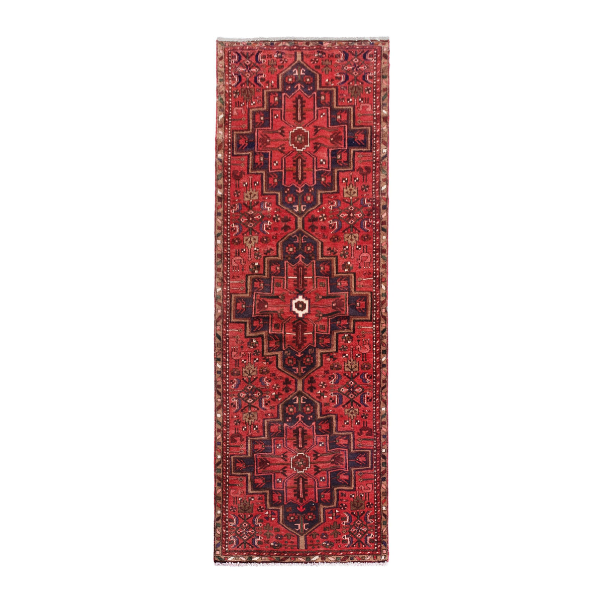 Persian Hamedan runner rug in deep red and burgundy, 2'11" x 9'3"