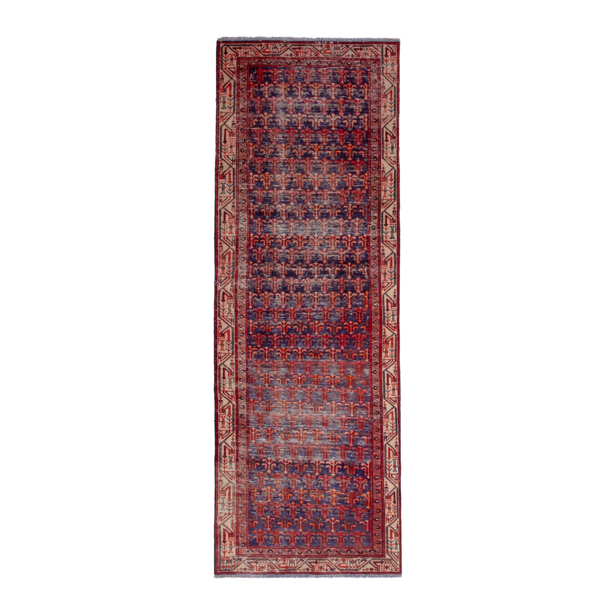 Persian Arak runner rug in deep red and cream, 3'3" x 9'11"