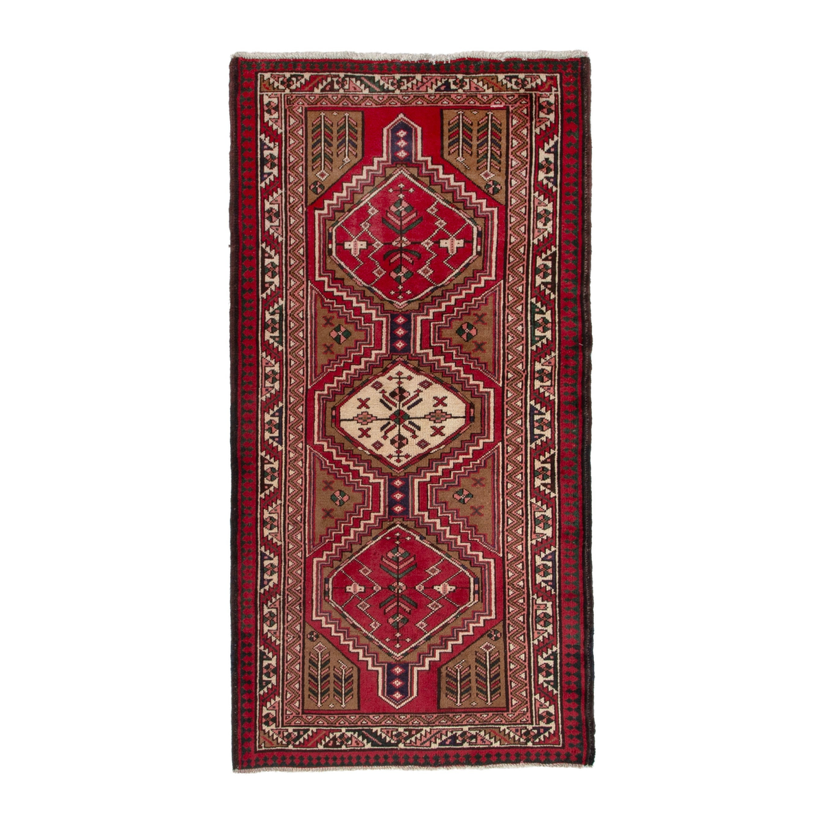 Persian Azerbaijan runner rug in burgundy and deep red, 3'7" x 7'3"