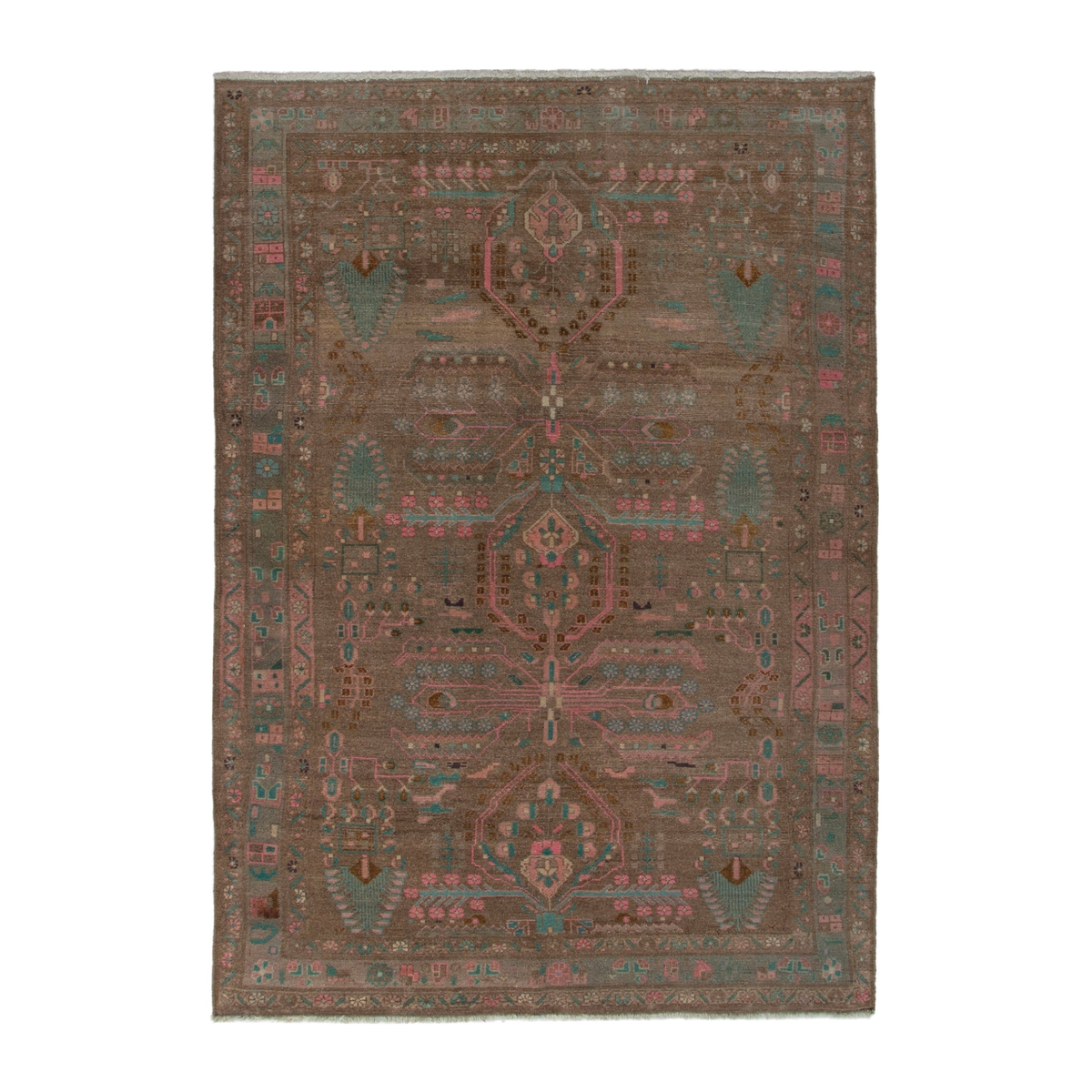 Persian Lori area rug in taupe and faded red, 5'4" x 8'2"