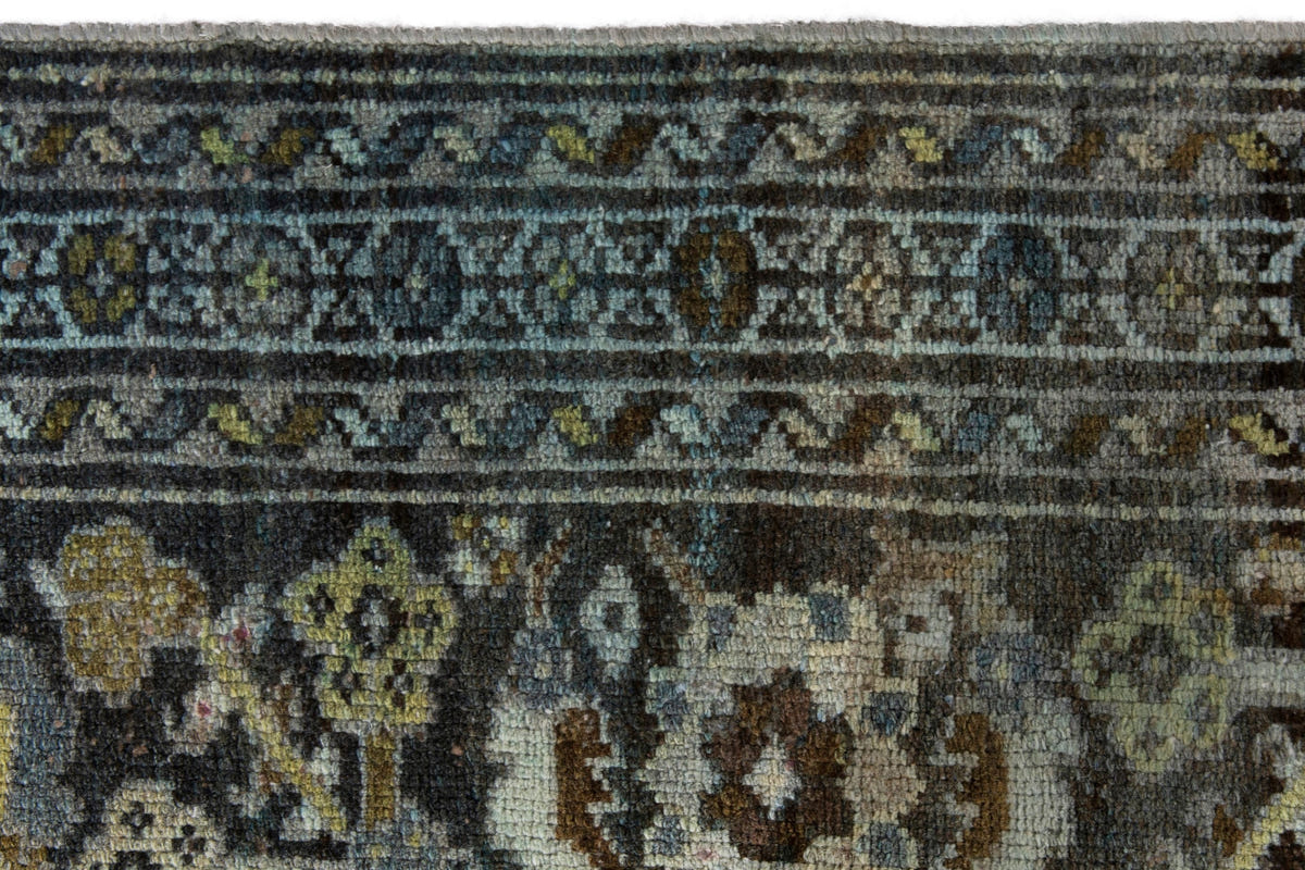 Persian Malayer area rug in dark brown and greige, view 14 of 21