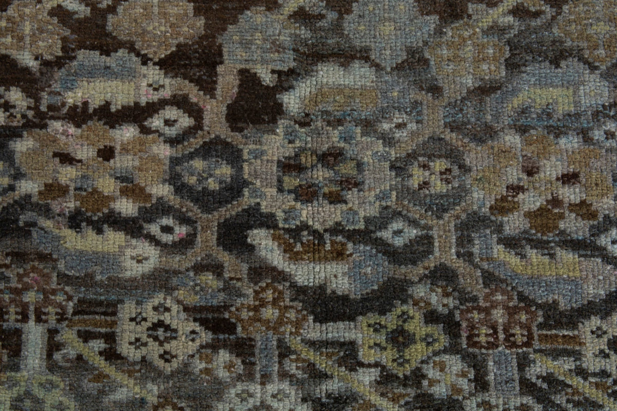 Persian Malayer area rug in dark brown and greige, view 16 of 21