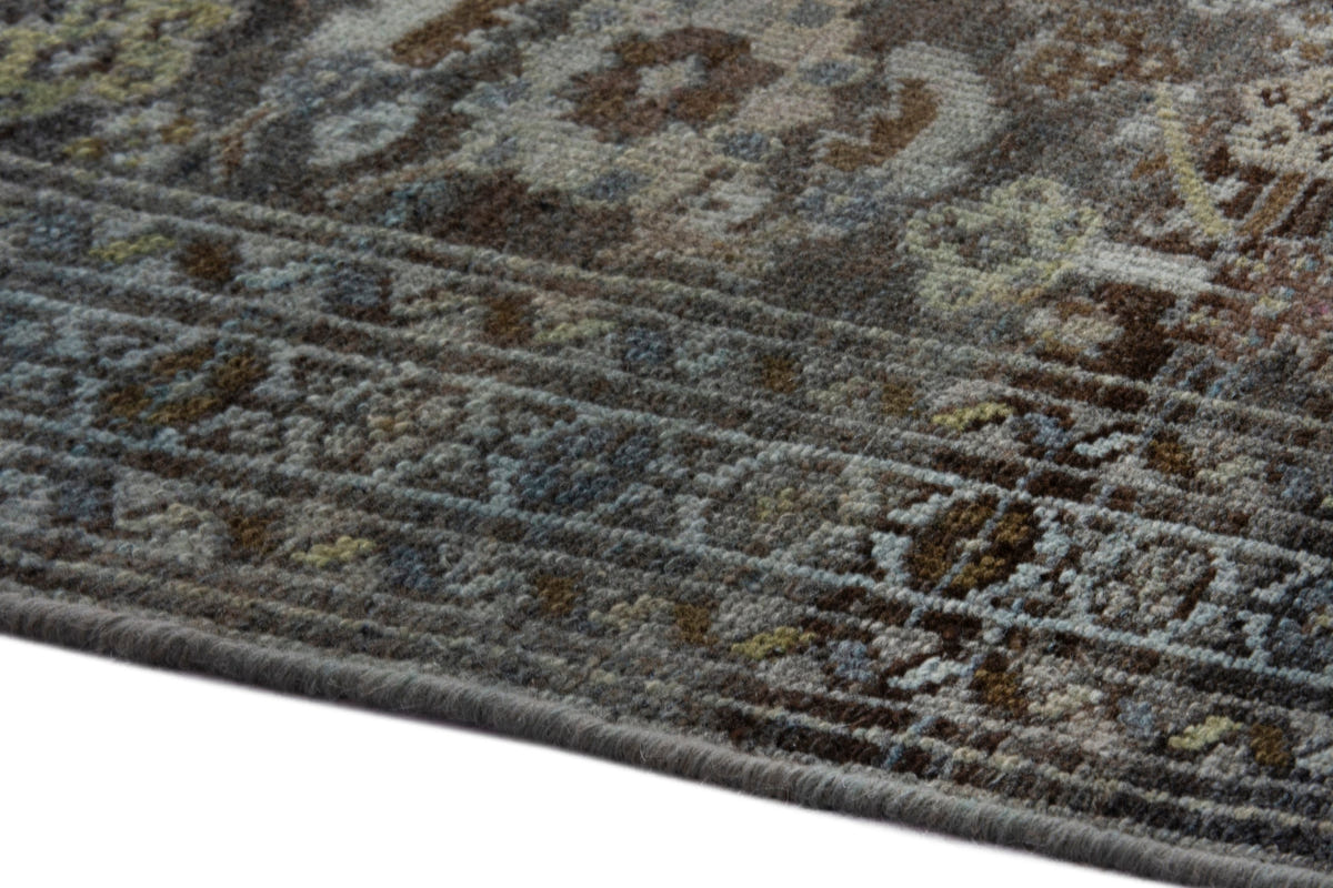 Persian Malayer area rug in dark brown and greige, view 9 of 21