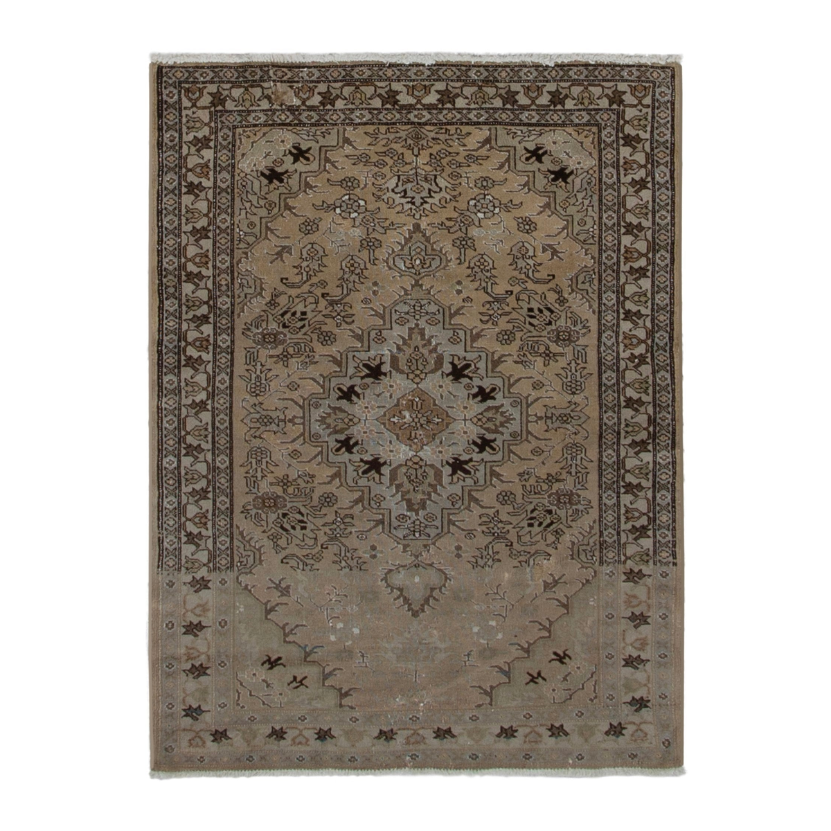 Persian Ardabil accent rug in beige and brown, 2'9" x 4'2"