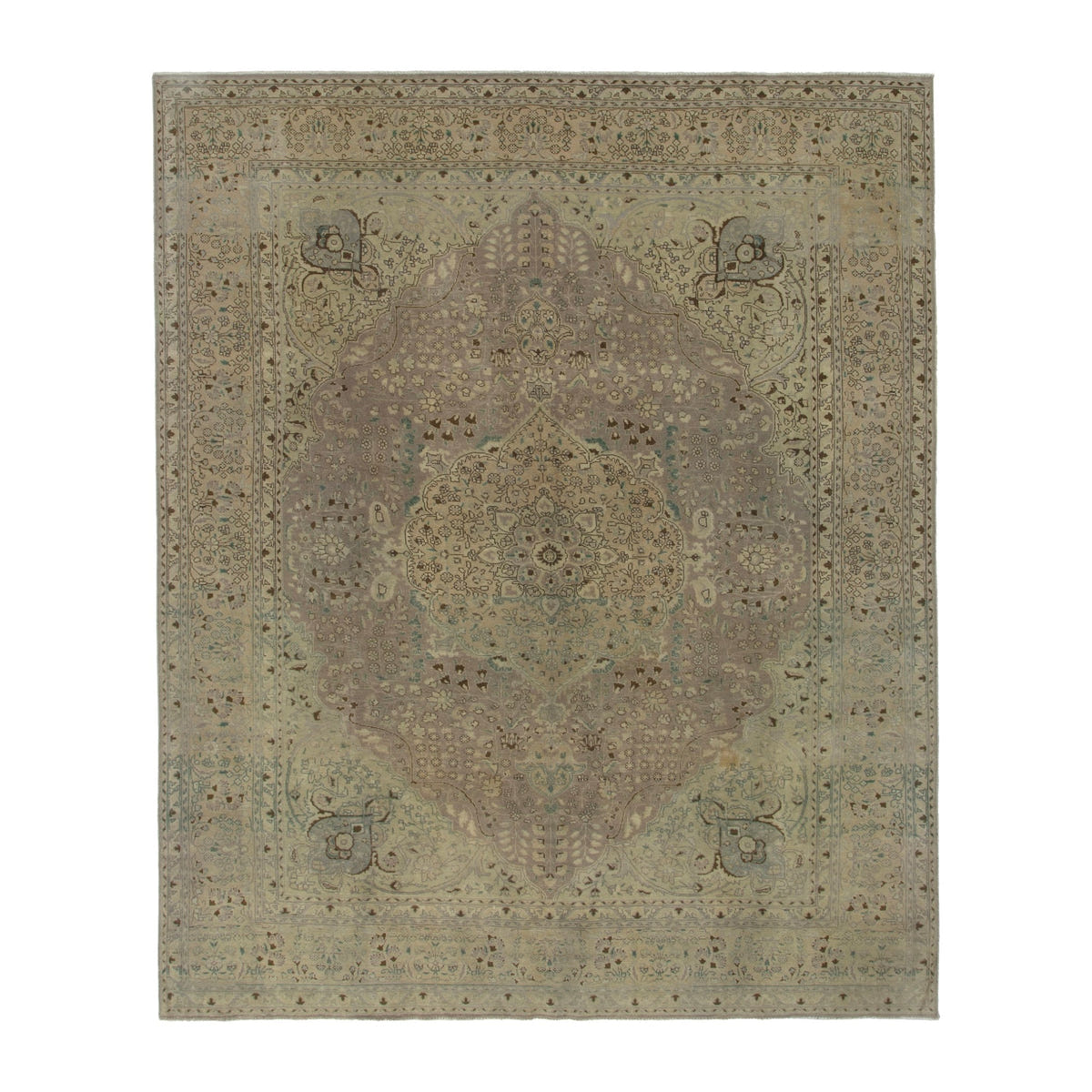 Persian Tabriz oversized rug in sage and taupe, 9'11" x 12'10"