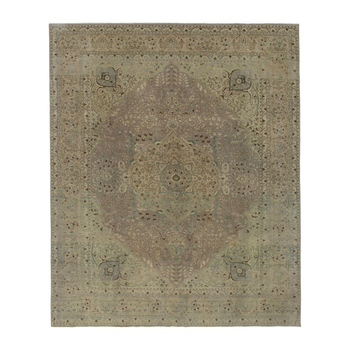 Persian Tabriz oversized rug in sage and taupe, 9'11" x 12'10"