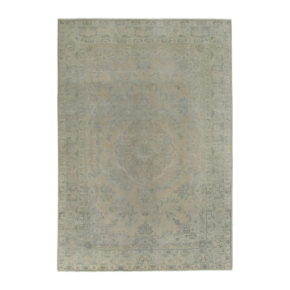 Persian Tabriz area rug in taupe and greige, 6'8" x 9'10"