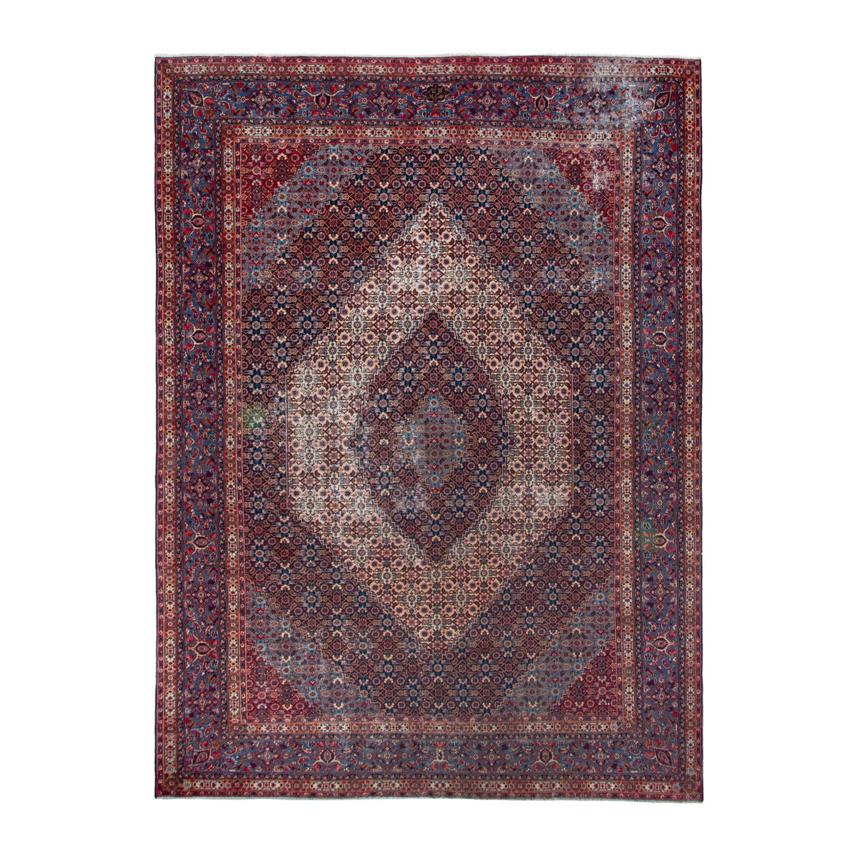 Persian Birjand oversized rug in cream and burgundy, 9'8" x 13'