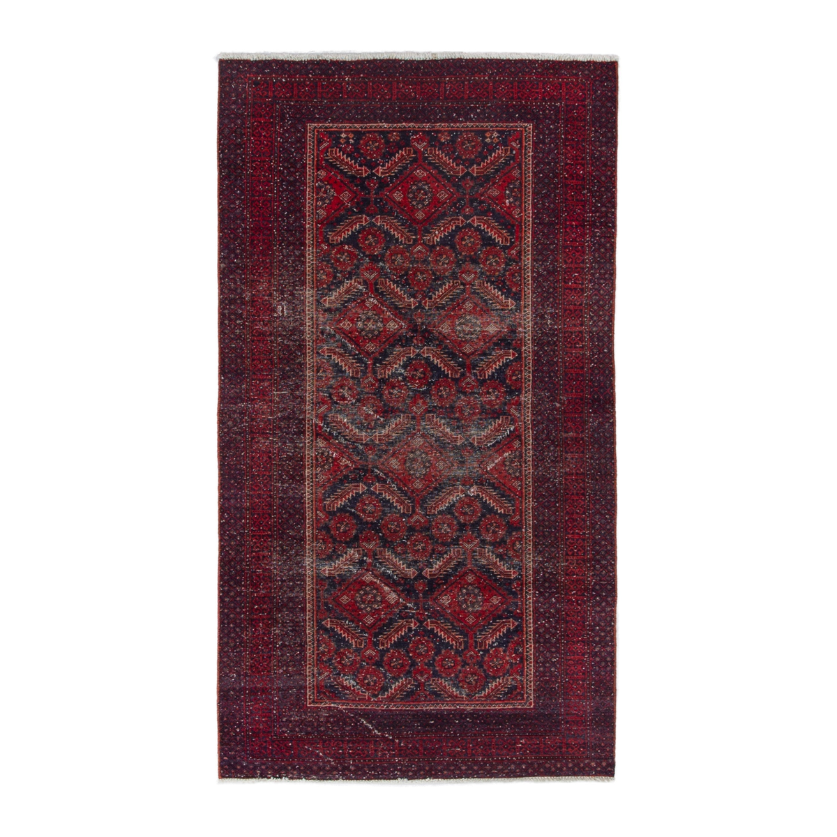 Persian Baluch accent rug in burgundy and deep red, 3'1" x 5'9"