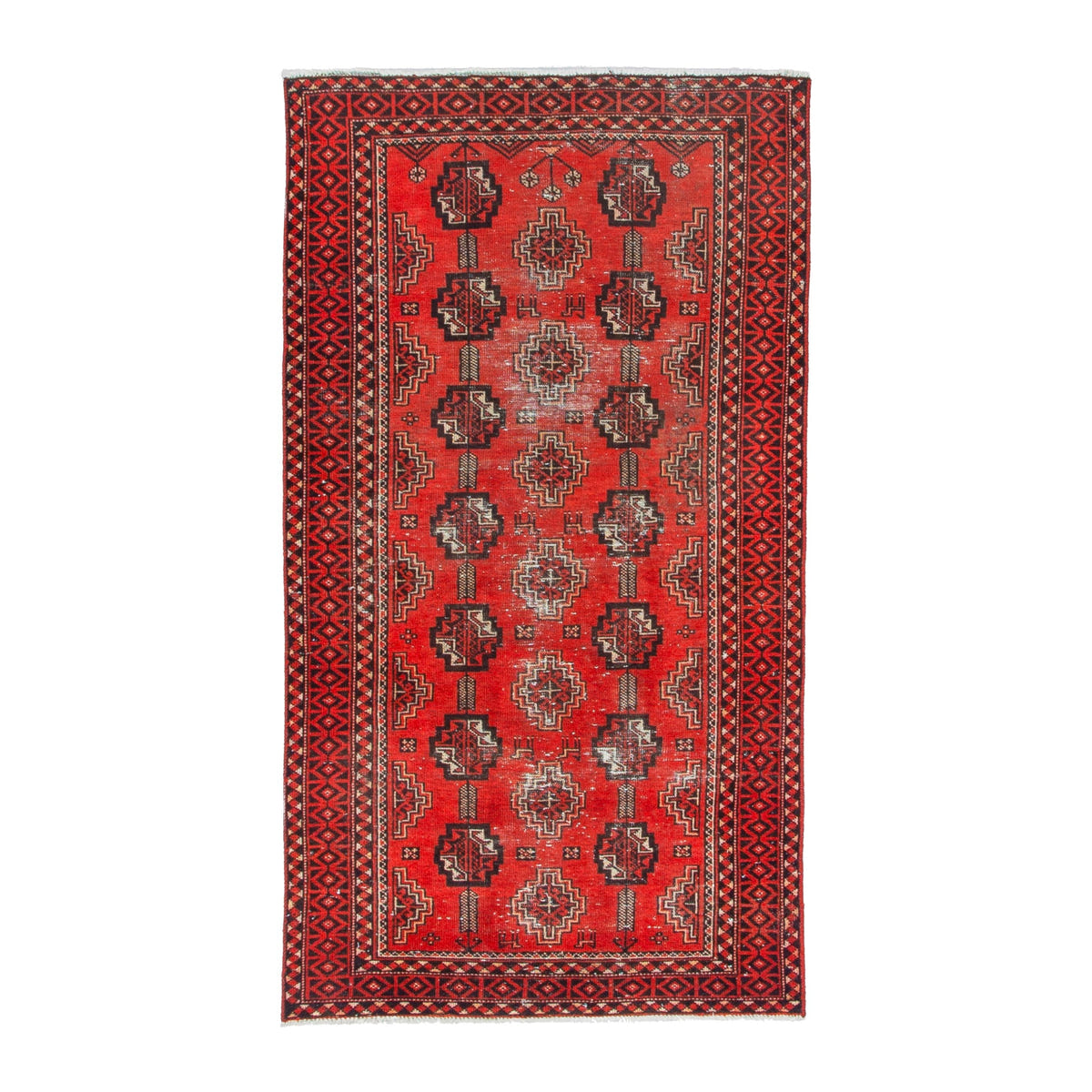 Persian Baluch accent rug in deep red and burgundy, 3'5" x 6'4"