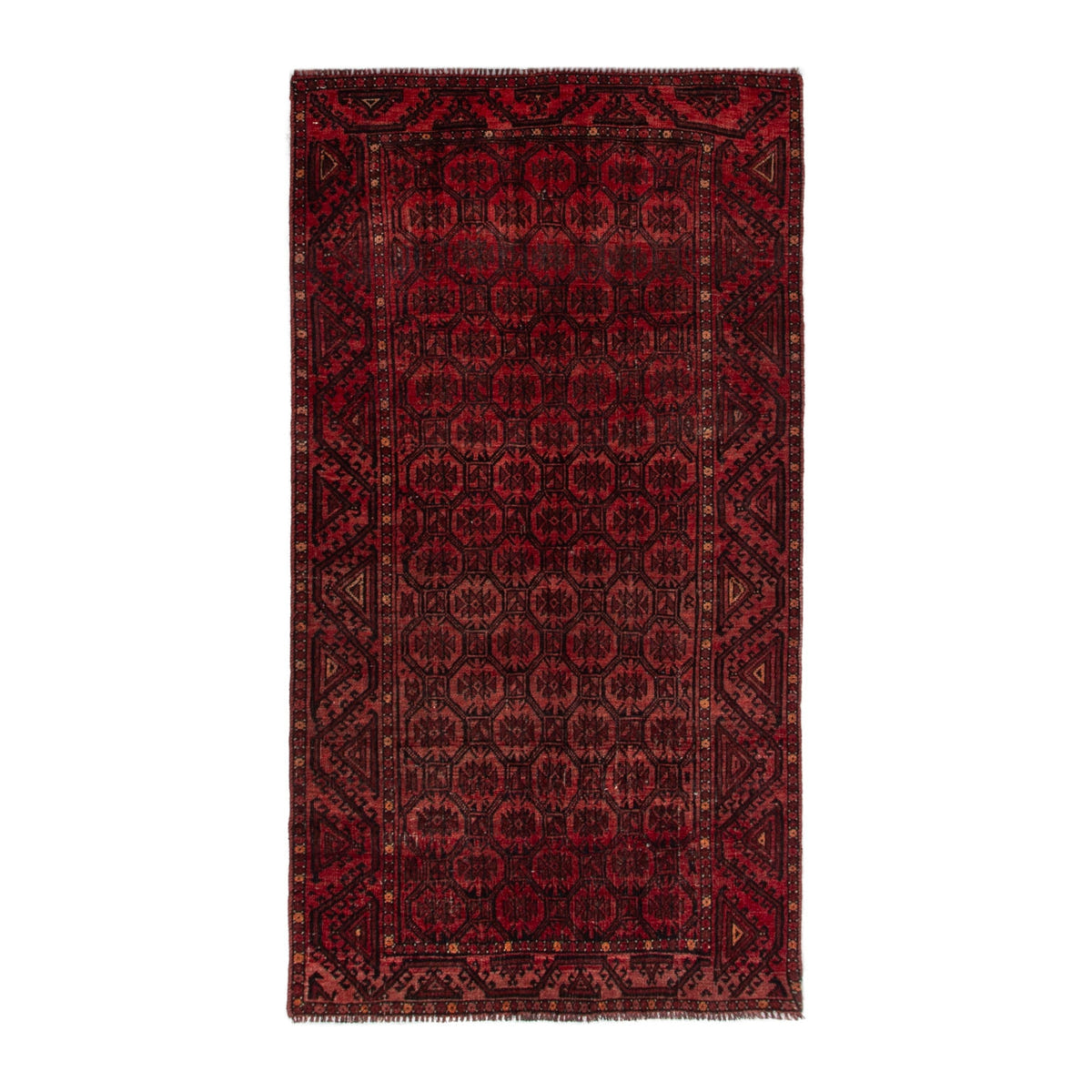 Persian Baluch area rug in deep red and burgundy, 3'5" x 6'5"