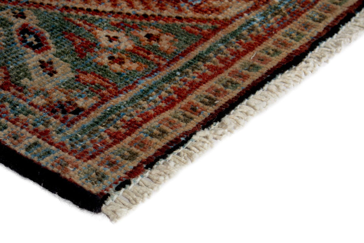 Turkish Anatolian accent rug in burgundy and navy, view 15 of 18