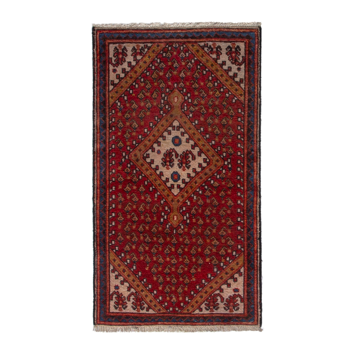 Persian Botteh accent rug in deep red and dark blue, 2'4" x 4'3"