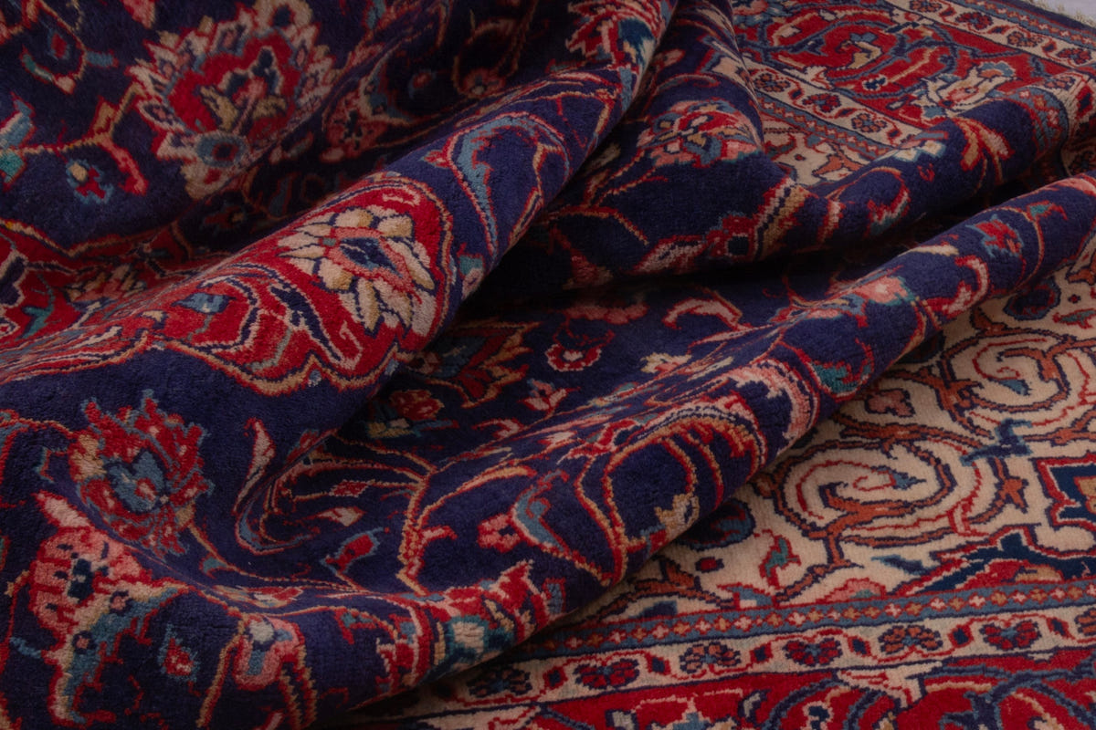 Persian Mahal oversized rug in navy and deep red, view 16 of 20