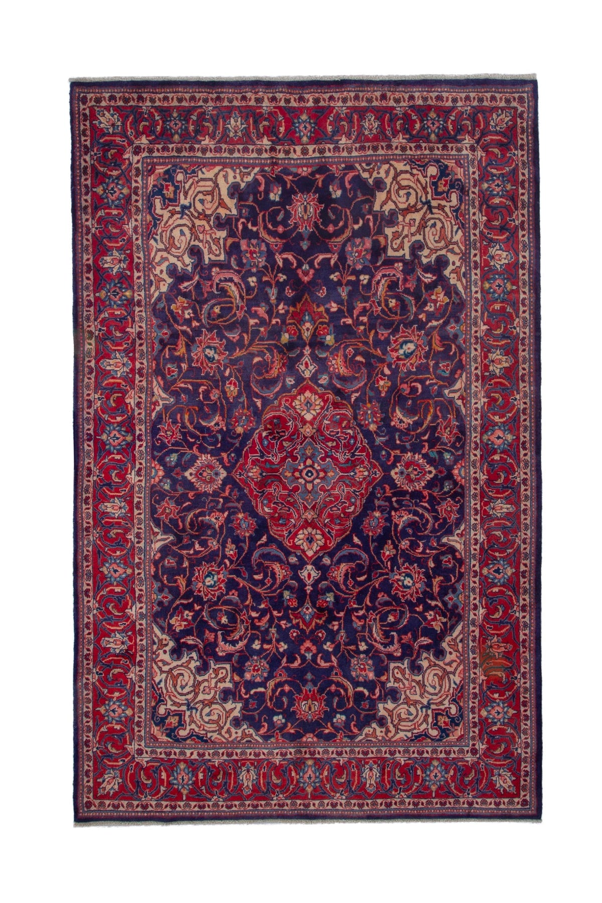 Persian Mahal oversized rug in navy and deep red, view 2 of 20