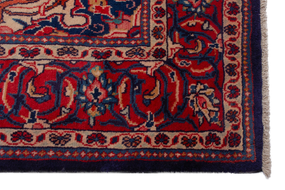Persian Mahal oversized rug in navy and deep red, view 6 of 20