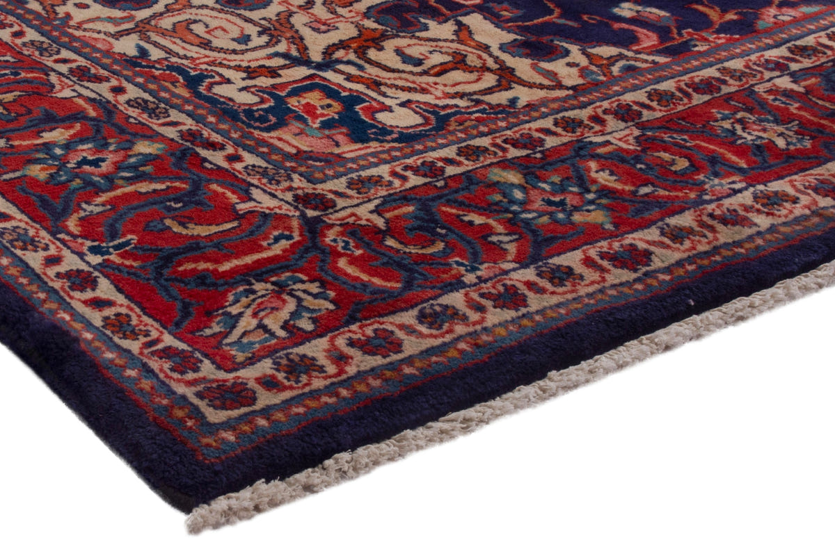 Persian Mahal oversized rug in navy and deep red, view 7 of 20
